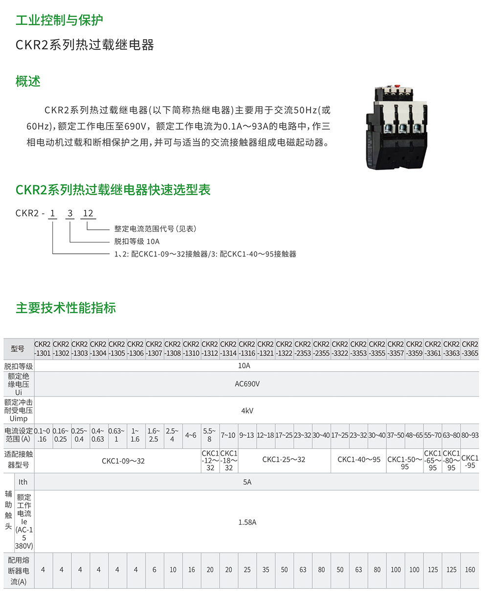 CKR2系列熱過載繼電器